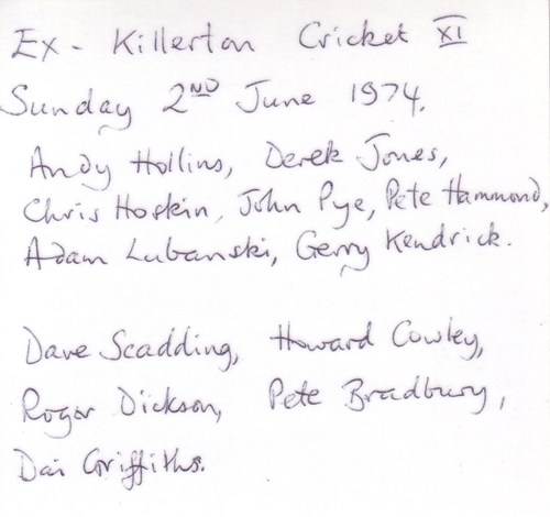 Ex Killerton XI   1974   team