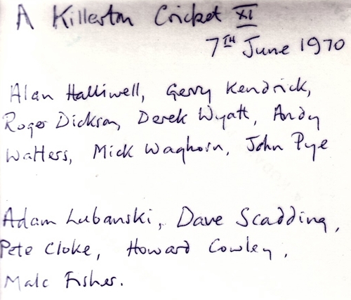 Killerton Cricket XI   1970   Team